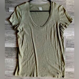 Pink army green V neck t shirt. Size S